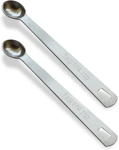 2 piezas 1/4 cucharadita (1/4 tsp, 1.25 ml, Tad) Cuchara de medición única pequeña, pequeñas cucharas de medida de acero inoxidable individuales
