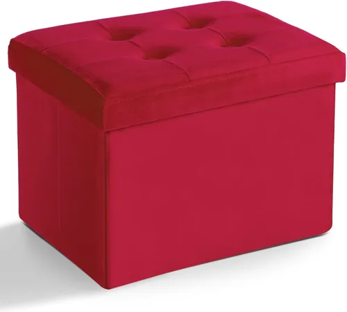 Miniatura 8 de LINMAGCO Taburete otomano plegable de almacenamiento, reposapiés de terciopelo con acolchado moderno otomano con almacenamiento para sala de estar