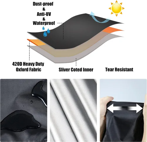 Miniatura 7 de Funda para mesa de futbolín, funda impermeable para mesa de fútbol, para interiores y exteriores, 57 pulgadas de largo x 45 pulgadas de ancho x 30