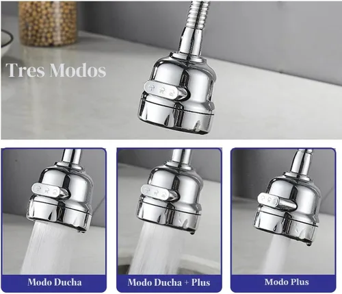 Miniatura 3 de Accesorio rociador de grifo de cocina, extensor de grifo móvil para fregadero de cocina, cabezal giratorio de 360°, grifo antisalpicaduras, ducha