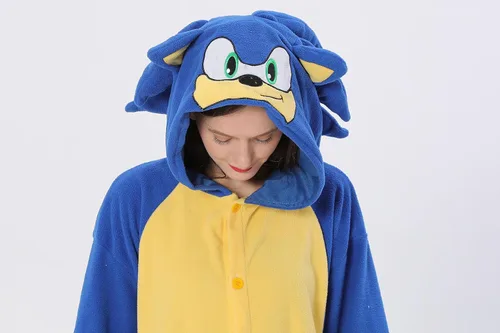 Miniatura 6 de BDZaigozaiwu Pijama sónico para adultos, disfraz de Halloween, de una sola pieza, ropa de dormir para hombres y mujeres