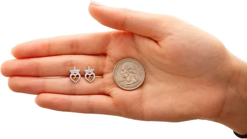 Miniatura 5 de Disney Pendientes de tuerca de plata de ley con circonita cúbica de princesa