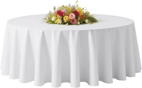 Miniatura 12 de BESTVIP Manteles redondos de poliéster de 60 pulgadas Se adapta a mesas de 20 a 48 pulgadas Funda decorativa lavable de tela para restaurantes