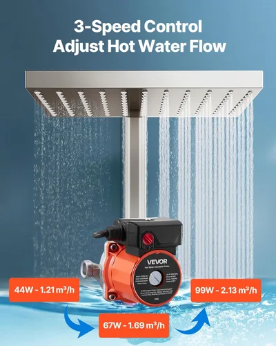 Miniatura 3 de VEVOR Bomba de recirculación de agua caliente, 10 GPM, sistema de bomba circuladora de circulación instantánea, control de 3 velocidades, 0.13 HP