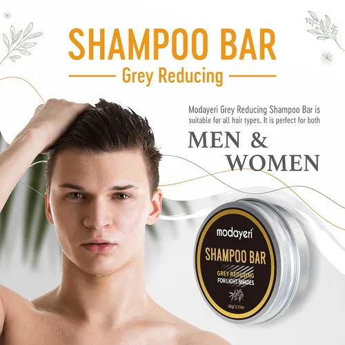Miniatura 3 de Grey Hair Restoring Solid Shampoo Bar - Carbón de bambú Tratamiento especial para oscurecer naturalmente el cabello gris y blanco, 2.15 onzas