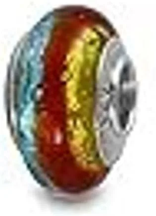 Galaxy Gold GG Abalorio de cristal de Murano genuino para pulseras Pandora, plata de ley 925, remolino de colores, arco iris, tierra, viento y