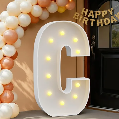 Miniatura 81 de IMPRSV Letras de mosaico iluminadas de marquesina, 4 pies para globos y fiestas, decoración de kit de arco