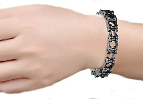 Miniatura 2 de Pulsera de acero inoxidable para hombre y mujer, 0.472 in de ancho, 7.5 in de largo