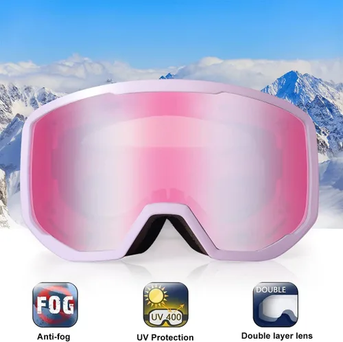 Miniatura 3 de EXP VISION Gafas de esquí/snowboard para hombres y mujeres, gafas de nieve OTG antiniebla con protección UV Marco Púrpura Púrpura
