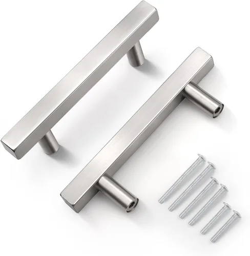 Miniatura 29 de KNOBWELL - Paquete de 5 tiradores modernos de acero inoxidable para puertas de armarios, cajones de cocina, baño, distancia entre agujeros 2.52 Negro