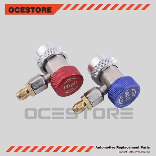 Miniatura 4 de OCESTORE Ajustable para conector de acoplador rápido R134A, kit de conversión de manguera de manómetro de freón SAE HVAC de 1/4 pulgadas SAE HVAC