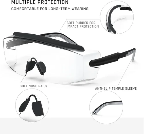 Miniatura 3 de Gafas de seguridad antivaho Gafas de seguridad sobre gafas protectoras con lentes antiarañazos ajustables Negro