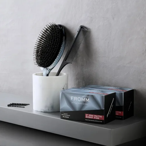 Miniatura 6 de Fromm Horquillas de pelo negro mate de 2 pulgadas, prensadas antideslizantes con fuerte sujeción y puntas de bola, estilo seguro durante todo el día