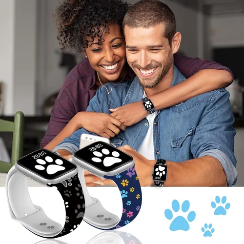 Miniatura 5 de Paquete de 2 correas de reloj navideñas compatibles con Apple Watch de 1.496 pulgadas/1.575 pulgadas/1.614 pulgadas/1.654 pulgadas/1.732