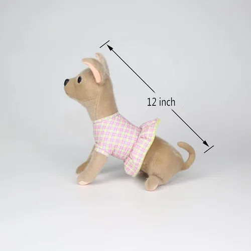 Miniatura 2 de CU-MATE Perro de peluche Chihuahua de 12 pulgadas, juguete realista de cachorro sentado con falda (regalo de presente)