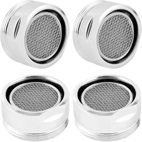 Miniatura 10 de iFealClear Aireador de grifo de 4 piezas, adaptador aireador de grifo de fregadero de cocina con carcasa de latón macizo, rosca hembra de 55/64 Cromo