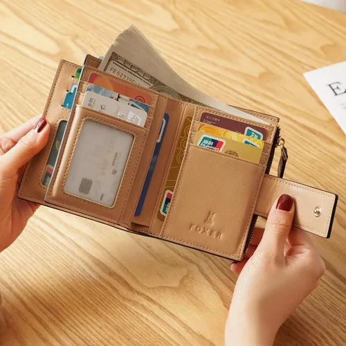 Miniatura 6 de EUNI Carteras de piel sintética para mujer, carteras pequeñas, monederos con cremallera para mujer, portatarjetas de tarjetas de crédito, carteras