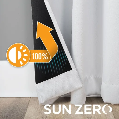 Miniatura 5 de Sun Zero Nordic - Juego de 2 paneles de cortinas con ojales de grado teatral extremo 100% opacas, 104" x 96" (2* 52" x 96"), cortinas opacas blanco