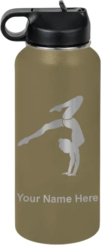 Miniatura 19 de LaserGram Botella de agua personalizada, soporte de mano de gimnasta, acero inoxidable de doble pared aislada al vacío con popote superior, regalo