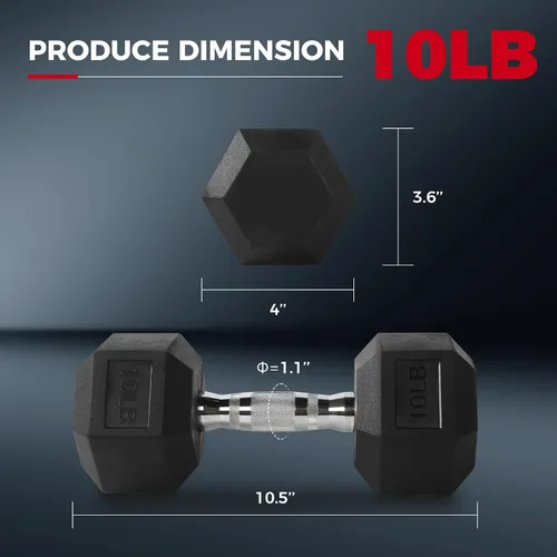 Miniatura 2 de RitFit Juego de mancuernas hexagonales con revestimiento de goma de 5 a 780 libras con estante para gimnasio en casa, entrenamiento de fuerza
