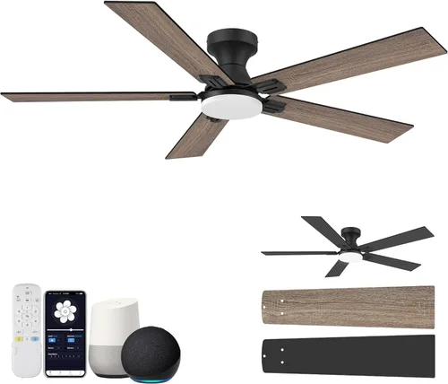 Miniatura 8 de Hoenofly Ventilador de techo inteligente de 42 pulgadas con control remoto de luces, control por aplicación y voz Alexa WIFI, motor CC reversible