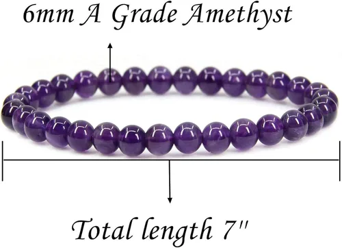 Miniatura 2 de Handmade Gem Semi Precious Gemstone 6mm Round Beads Stretch Bracelet 7" Unisex