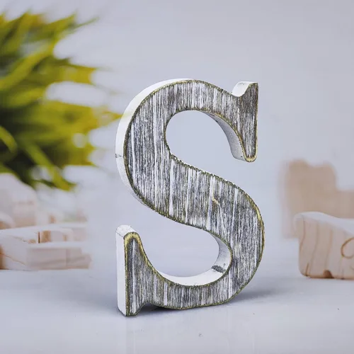 Letras de madera rústica sin terminar de 4 pulgadas para decoración de pared, letras decorativas de pie en rodajas, decoración de tablero para