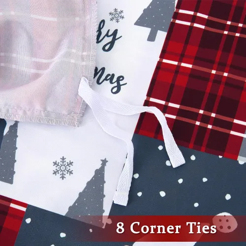Miniatura 6 de CAROMIO Juego de funda de edredón de Navidad, de microfibra suave, reversible, ropa de cama decorativa festividades + 1 funda de almohada