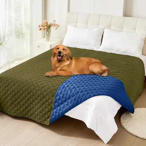 Miniatura 94 de Smiry Funda impermeable para cama de mascota, suave y lavable, para muebles, cama, sofá, reversible, a cuadros (30 x 53 pulgadas, color beige/beige)