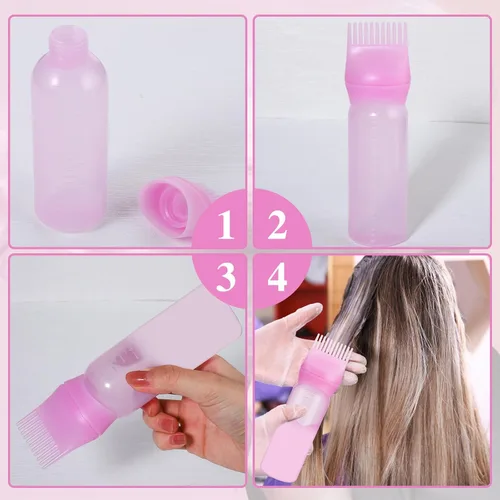 Miniatura 5 de Pimoys Paquete de 2 Botellas Aplicadoras de Peine para Raíces, Aplicador de Aceite de 6 Onzas para Tinte de Cabello, Aplicador de Aceite