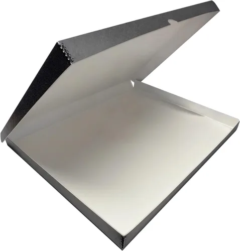 Miniatura 34 de Lineco 16x20 Caja de almacenamiento tipo folio negra con tapa, 1.75" de profundidad. Sin ácidos con borde de metal. Preserva la longevidad
