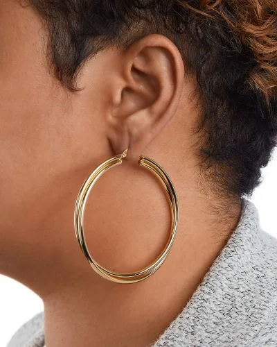 Miniatura 18 de Milla Crossover Twisted Hoop Earrings for Women – Hypoallergenic Silver or Gold Statement Hoops – Lightweight & Easy to Wear