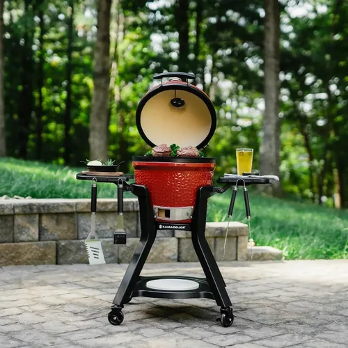 Miniatura 6 de Joe Jr - Parrilla de carbón portátil de 3 piezas por Kamado Joe con cubierta de parrilla y carrito con estantes laterales