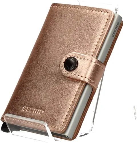 Miniatura 2 de SECRID Mini billetera, color rosa, piel auténtica con protección RFID, capacidad para hasta 12 tarjetas