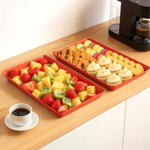 Miniatura 7 de WOWBOX 4 bandejas de servir para entretenimiento, platos para servir aperitivos, frutas, galletas, postres, bandejas de plástico reutilizables