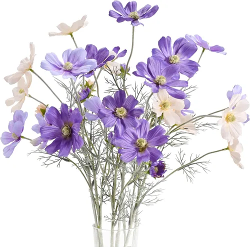 Flores artificiales para decoración, flores de seda Calliopsis de tallo largo, centros de mesa, decoración, ramo de flores falsas, Coreopsis Morado