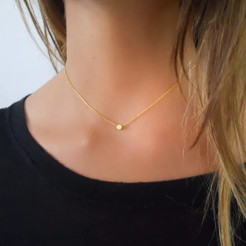Miniatura 2 de Annika Bella Collar de cuentas pequeñas, collar de 14 pulgadas, gargantilla de cadena ajustable, gargantilla con dije de lunares, joyería de plata