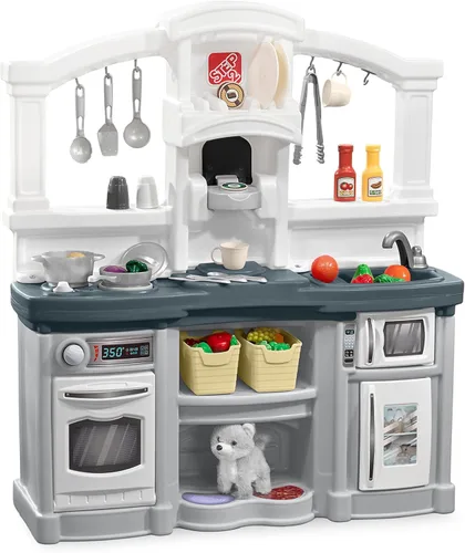 Step2 Fun with Friends - Juego de cocina para niños, cocina para interiores y exteriores con luces y sonidos, plástico duradero, accesorios de