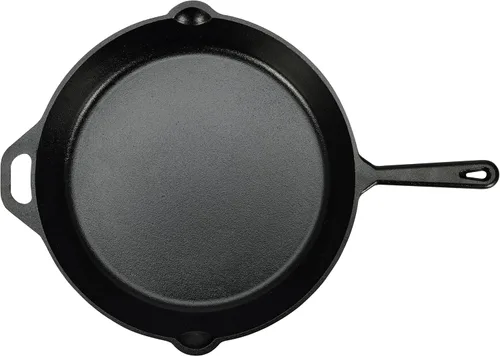 Miniatura 2 de Amazon Basics Sartén de hierro fundido pre-sazonado, apto para horno, calefacción uniforme, resistente y grande, 15 pulgadas, negro