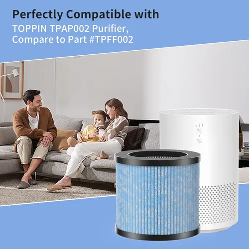 Miniatura 2 de Paquete de 2 filtros de repuesto TPAP002 compatibles con purificador TOPPIN TPAP002 Comfy Air C1, parte # TPFF002, filtros 4 en 1