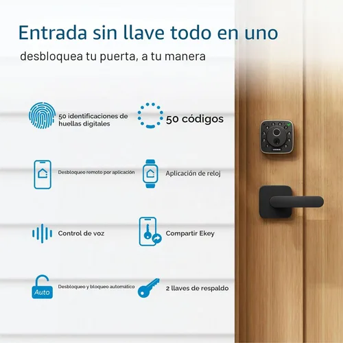 Miniatura 2 de ULTRALOQ Bolt - Cerraduras inteligentes WiFi para puerta delantera con sensor de puerta, funciona con Apple Home, Alexa, Google