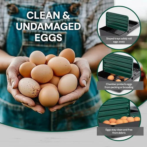 Miniatura 3 de Homestead Essentials Caja anidable de 3 compartimentos de estilo compacto, despliegue hacia adelante y Rollaway, gallina y pollo con tapas