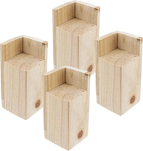 Elevador redondo de madera de pino maciza, 4 piezas, altura de elevación de 4 pulgadas, montaje en esquina de 2 pulgadas de ancho, soporta 880