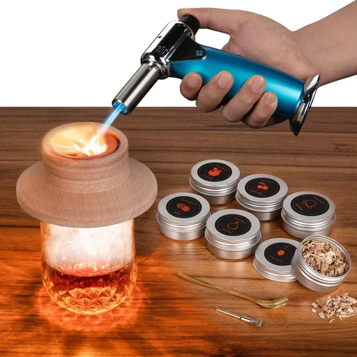 Kit de Ahumador de Cócteles con Antorcha, Kit Infusor a la Antigua para Fiesta, 6 Sabores para Cóctel, Whiskey, Bourbon para Amantes del Ahumador,