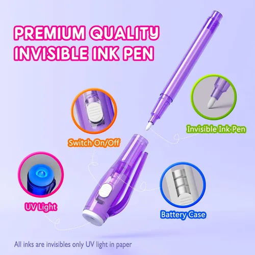 Miniatura 4 de Juego de Tinta Invisible Espía para Niños, Juguetes de Regalo de Fiesta para Niñas y Niños, Marcadores Mágicos para Niñas y Niños, Diversión al Aire