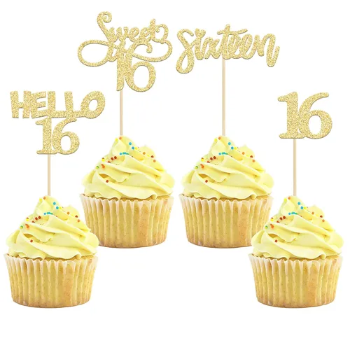 Miniatura 15 de Gyufise 24 adornos dorados para cupcakes de cumpleaños 65 Hello 65 Sixty Five Cake Toppers 65 y fabulosas selecciones para cupcakes para cumpleaños