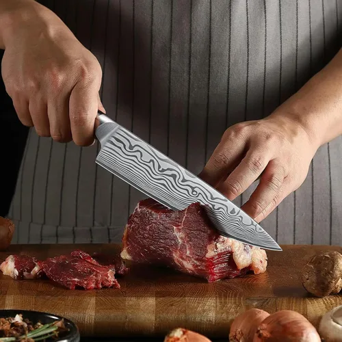 Miniatura 6 de HOSHANHO Cuchillo de chef de 8 pulgadas, cuchillo de cocina de acero en polvo de alto carbono ultra afilado, cuchillo de chef japonés profesional