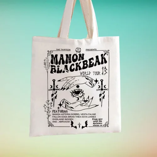 Miniatura 7 de Regalo temático del trono de Now Until The Darkness Claims Us - Bolsa de mano, regalo para lectores de cristal de ficción, Beige, Manon Blackbeak