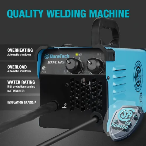 Miniatura 3 de DURATECH Soldador MIG de 140 amperios, máquina de soldadura 4 en 1 de 120 V, núcleo de flujo sin gases/núcleo sólido, blindado a gas, soldador
