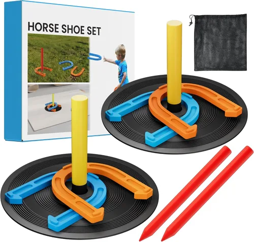 Miniatura 8 de NQV Juego exterior de herradura, kit de juego de zapatos de caballo, juego de herradura para niños y adultos.